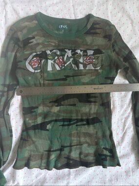 Gymboree Green Camo Long Sleeve Tee with Rose Logo